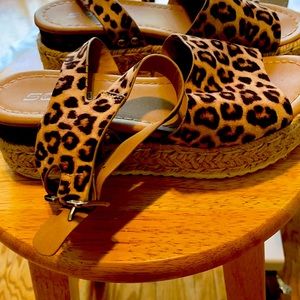 Leopard print wedges